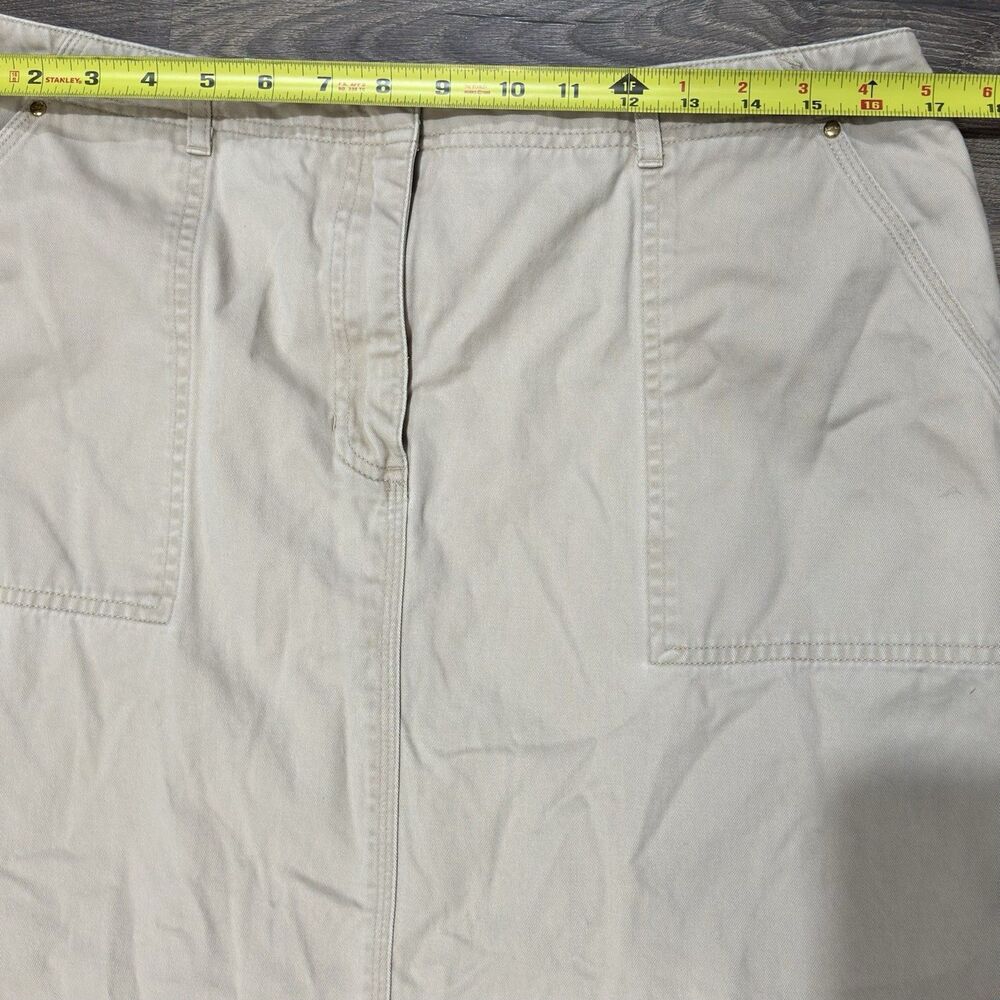 Lauren Ralph Lauren Khaki Midi Skirt Size 14 Cotton Pockets Classic Preppy - Picture 5 of 8